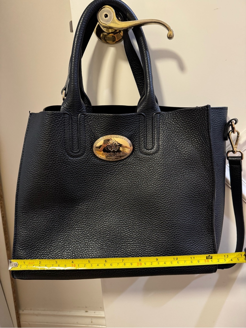 Roberto Cavalli Black Satchel with Gold Accent - Picture 6 of 7